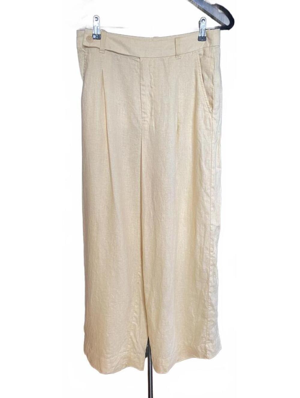 Madewell Harlow Wide-Leg Linen Pant Straw Yellow Cream Size 8 Pale Creamy Resort